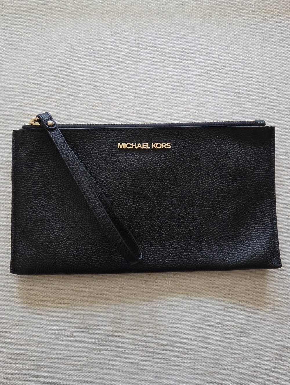 Michael Kors Black Leather Wristlet Clutch Bag